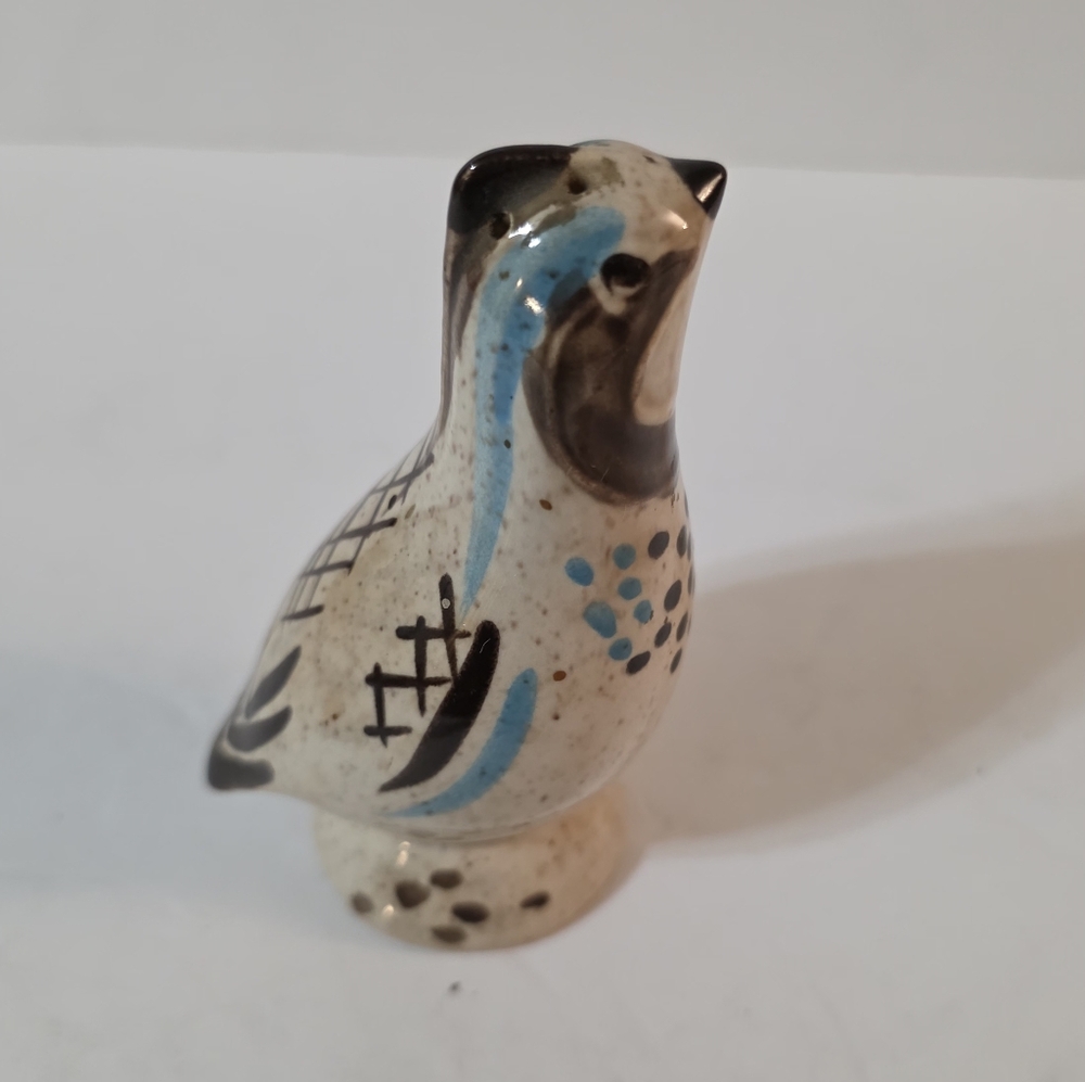 Vtg Redwing Pottery Quail Salt Shaker SINGLE Cream Brown Blue Glazed